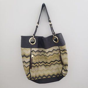 Steve Madden Green Chevron Tote Bag